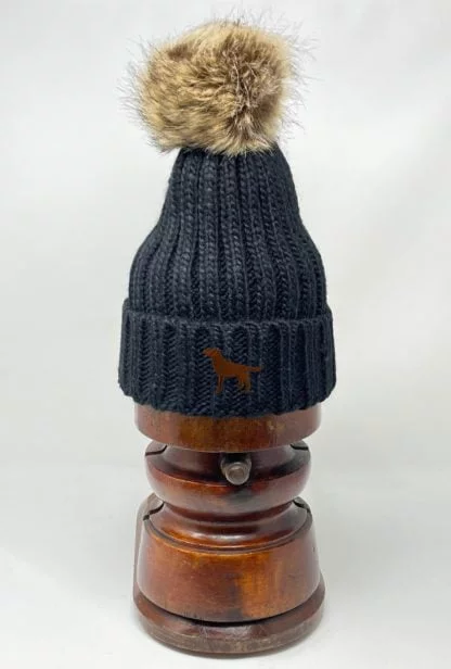 Chocolate Labrador Owner Gift, Clothing Gifts, Faux Fur Pom Pom Chunky Knit Super Soft Embroidered Beanie From The House Of Dog. - Image 10