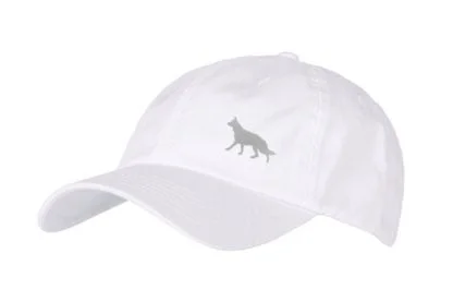 German Shepherd Owner Silhouette Clothing Gifts. 100% Washed Chino Cotton Embroidered 6 Panel Baseball Cap Hat From The House Of Dog. - Image 5