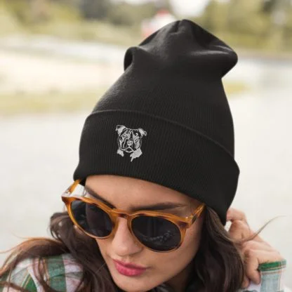 Staffy, Staffordshire Bull Terrier Owner Gifts, Beanie Ski Hat With Unique Embroidered Design From The House Of Dog From The House Of Dog. - Image 3