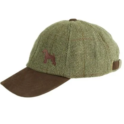 Airedale Terrier Owner Clothing Gifts. Embroidered Tweed Baseball Cap with Leather Peak from The House Of Dog.
