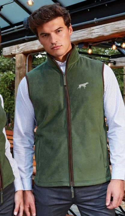 English Pointer Clothing Gifts Embroidered Men's Fit Fleece Gilet.