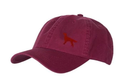 Irish Red Setter Clothing Gifts. 100% Washed Chino Cotton Embroidered 6 Panel Unstructured Baseball Cap Hat From The House Of Dog. - Image 3