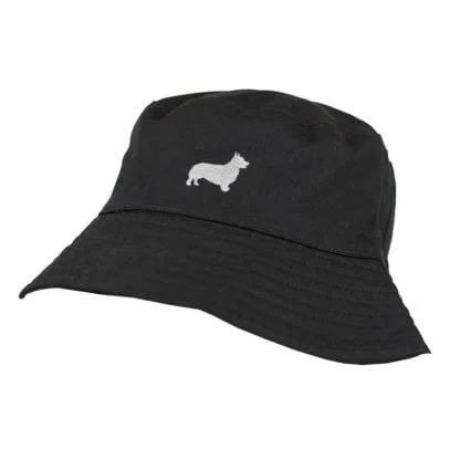 Welsh Corgi Owner Clothing Gifts. 100% Washed Chino Cotton Embroidered Bucket Sun Hat With White Cotton Lining From The House Of Dog. - Image 2