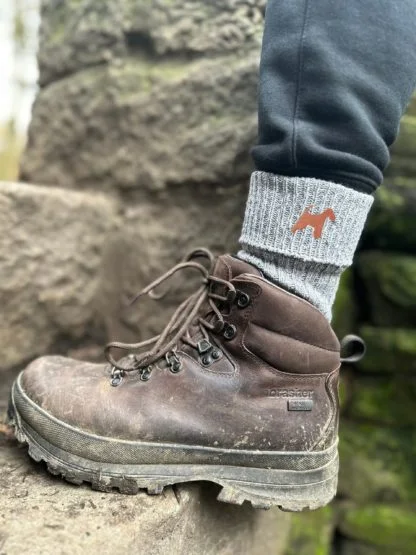 Irish Terrier Owner Gift Men's Wool Blend Boot Socks, Cushion Sole from The House Of Dog x 2 PAIRS. One Size Men's 7-11