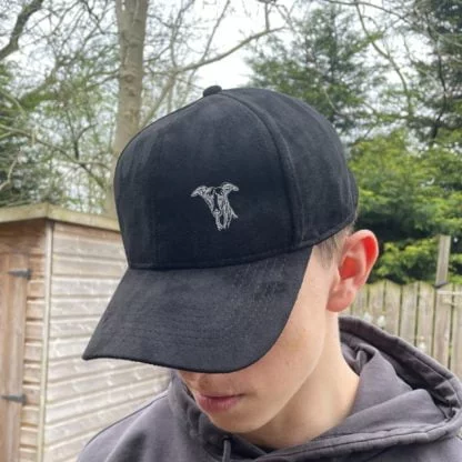 Whippet Lurcher Galgo Podenco Owner Clothing Gifts, Faux Suede Leather Baseball Cap Hat From The House Of Dog. - Image 2