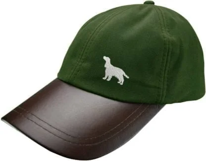 Cocker Spaniel Owner Silhouette Clothing Gifts, Waxed Cotton Leather Peak Waterproof Baseball Cap Hat From The House Of Dog. - Image 2