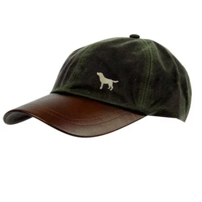 Yellow Labrador Gifts, Waxed Cotton Leather Peak Waterproof Baseball Cap. - Image 3