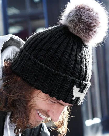 Chihuahua Owner Gift Clothing Gifts, Faux Fur Pom Pom Chunky Knit Super Soft Unisex Embroidered Beanie From The House Of Dog. - Image 3