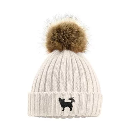 Chihuahua Owner Gift Clothing Gifts, Faux Fur Pom Pom Chunky Knit Super Soft Unisex Embroidered Beanie From The House Of Dog. - Image 6