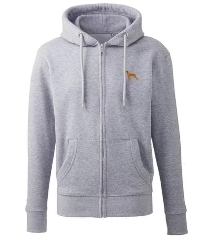 Vizsla clothing hoodie gifts embroidered unisex organic full zip hoodie
