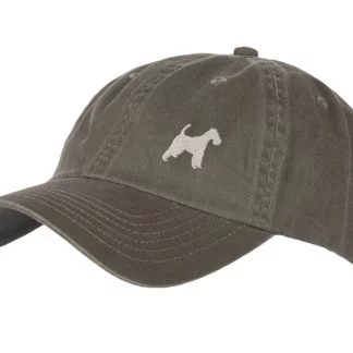 Fox Terrier Clothing Gifts. 100% Washed Chino Cotton Embroidered 6 Panel Unstructured Baseball Cap