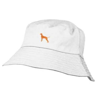 Hungarian Vizsla Clothing Gifts. 100% Washed Chino Cotton Embroidered Bucket Sun Hat With White Cotton Lining From The House Of Dog. - Image 3