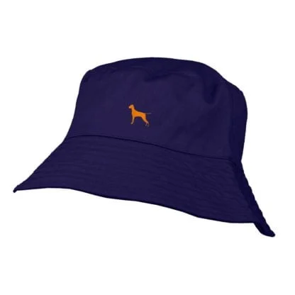 Hungarian Vizsla Clothing Gifts. 100% Washed Chino Cotton Embroidered Bucket Sun Hat With White Cotton Lining From The House Of Dog. - Image 6