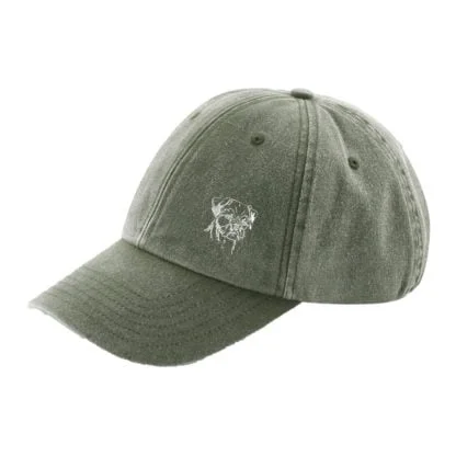 The House Of Dog: Border Terrier Owner Gift. Distressed Vintage Washed 100% Heavyweight Brushed Cotton Embroidered Low Profile Baseball Cap - Image 6