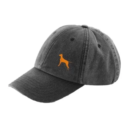 The House Of Dog Hungarian Vizsla Owner Gift. Distressed Vintage Washed 100% Heavyweight Brushed Cotton Embroidered Low Profile Baseball Cap - Image 5