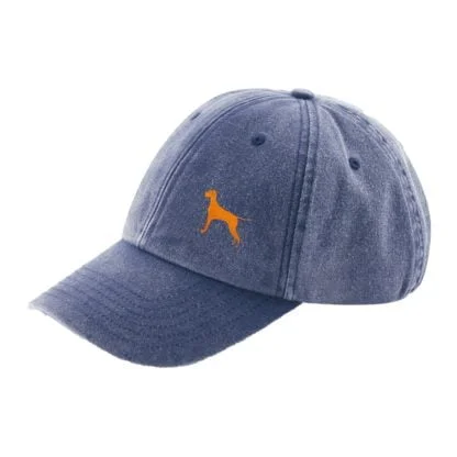 The House Of Dog Hungarian Vizsla Owner Gift. Distressed Vintage Washed 100% Heavyweight Brushed Cotton Embroidered Low Profile Baseball Cap - Image 6