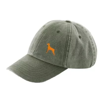 The House Of Dog Hungarian Vizsla Owner Gift. Distressed Vintage Washed 100% Heavyweight Brushed Cotton Embroidered Low Profile Baseball Cap - Image 8