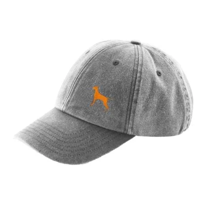 The House Of Dog Hungarian Vizsla Owner Gift. Distressed Vintage Washed 100% Heavyweight Brushed Cotton Embroidered Low Profile Baseball Cap - Image 9