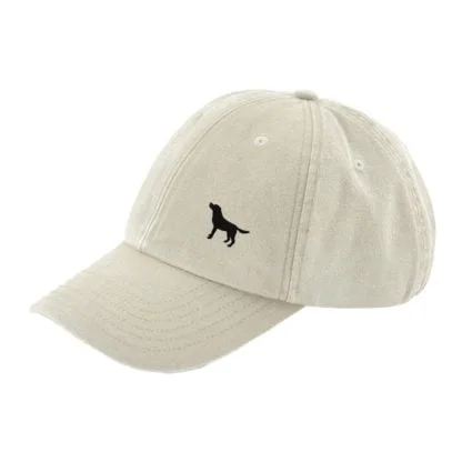 The House Of Dog: Black Labrador Owner Gift. Distressed Vintage Washed 100% Heavyweight Brushed Cotton Embroidered Low Profile Baseball Cap - Image 3