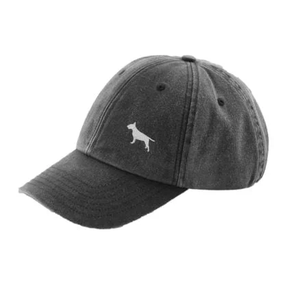 The House Of Dog: Bull Terrier Owner Gift. Distressed Vintage Washed 100% Heavyweight Brushed Cotton Embroidered Low Profile Baseball Cap. - Image 3