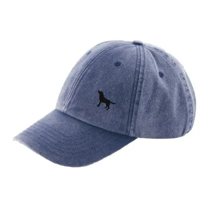 The House Of Dog: Black Labrador Owner Gift. Distressed Vintage Washed 100% Heavyweight Brushed Cotton Embroidered Low Profile Baseball Cap - Image 6