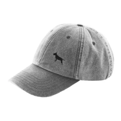 The House Of Dog: Bull Terrier Owner Gift. Distressed Vintage Washed 100% Heavyweight Brushed Cotton Embroidered Low Profile Baseball Cap. - Image 5