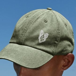 The HOUSE OF DOG: Border Collie Owner Gift. Distressed Vintage Washed 100% Heavyweight Brushed Cotton Embroidered Low Profile Baseball Cap