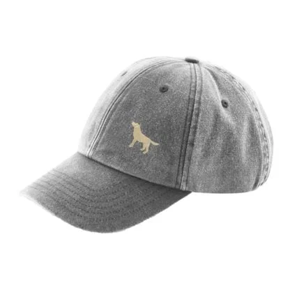 Golden Yellow Labrador Owner Gift. Distressed Vintage Washed 100% Heavyweight Brushed Cotton Embroidered 6 Panel Low Profile Baseball Cap - Image 4