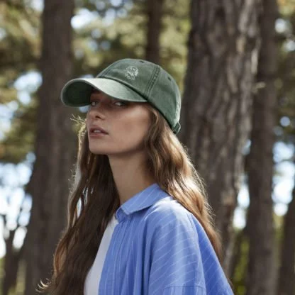 The House Of Dog: Golden Retriever Owner Gift. Distressed Vintage Washed Heavyweight Brushed Cotton Embroidered Low Profile Baseball Cap - Image 2