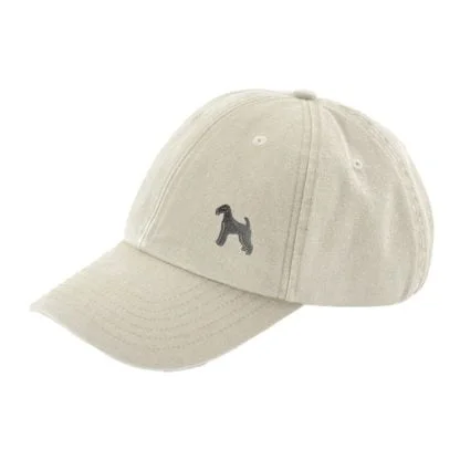 The House Of Dog Airedale Terrier Owner Gift. Distressed Vintage Washed 100% Heavyweight Brushed Cotton Embroidered Low Profile Baseball Cap - Image 9