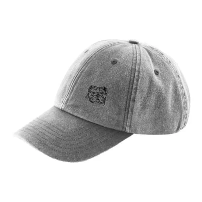 The House Of Dog: English Bulldog Owner Gift. Distressed Vintage Washed 100% Heavyweight Brushed Cotton Embroidered Low Profile Baseball Cap - Image 6