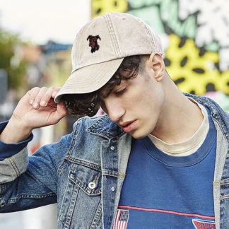 The HOUSE OF DOG: Dobermann Owner Gift. Distressed Vintage Washed 100% Heavyweight Brushed Cotton Embroidered Low Profile Baseball Cap