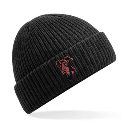 Dobermann owner clothing gifts. water repellent thermal beanie ski hat from the house of dog. - Image 3