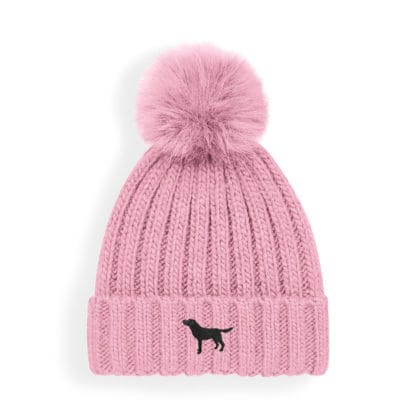 Black Labrador Owner Clothing Gifts, Faux Fur Pom Pom Chunky Knit Super Soft Unisex Embroidered Beanie From The House Of Dog. - Image 11