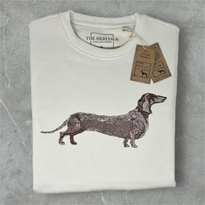 The House Of Dog: Dachshund Doxie Embroidered Heavyweight Organic Cotton Unisex Sweatshirt - Image 3