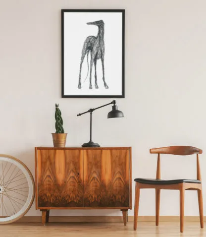 Greyhound Lurcher Sighthound Owner Gift Printed High Quality Dog Art Print. Standing Hound. - Image 5