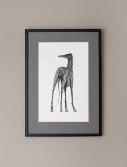 Greyhound Lurcher Sighthound Owner Gift Printed High Quality Dog Art Print. Standing Hound. - Image 5