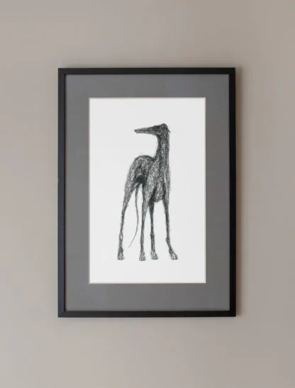 Greyhound Lurcher Sighthound Owner Gift Printed High Quality Dog Art Print. Standing Hound. - Image 4