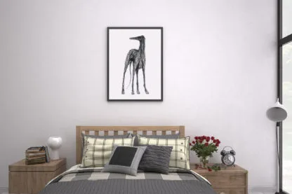 Greyhound Lurcher Sighthound Owner Gift Printed High Quality Dog Art Print. Standing Hound. - Image 3