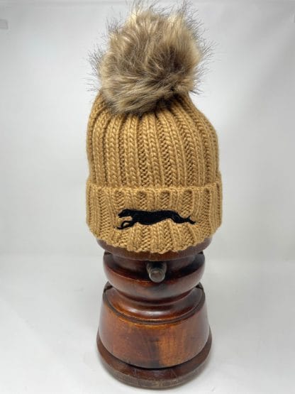 Greyhound, Lurcher, Deerhound Owner Clothing Gifts, Faux Fur Pom Pom Chunky Knit Super Soft Unisex Embroidered Beanie. - Image 9