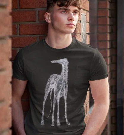 Greyhound Lurcher Whippet Sighthound Owner Clothing Gift Printed Heavyweight Organic Cotton T-shirt Gift From The House Of Dog.