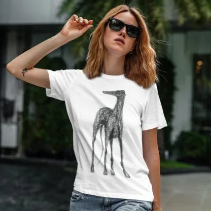 Greyhound Lurcher Whippet Sighthound Owner Clothing Gift Printed Heavyweight Organic Cotton T-shirt Gift From The House Of Dog. - Image 4