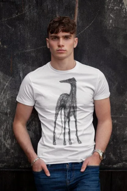 Greyhound Lurcher Whippet Sighthound Owner Clothing Gift Printed Heavyweight Organic Cotton T-shirt Gift From The House Of Dog. - Image 6