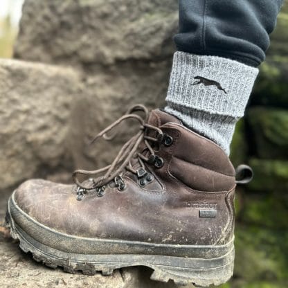 Greyhound Lurcher Sighthound Owner Gift Men's Wool Blend Boot Socks with Cushion Sole from The House Of Dog x 2 PAIRS. One Size Men's 6-11