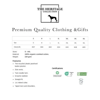 The House Of Dog: Greyhound, Lurcher, Whippet Embroidered 100% Heavyweight Organic Combed Cotton Unisex Pique Knit Polo Shirt. - Image 5