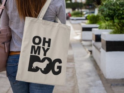 The House Of Dog Corgi Owner Gift: Premium Cotton Tote Bag. Heavyweight 100% Cotton