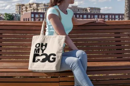 Oh My Dog! English Bulldog Owner Gift: Premium Cotton Tote Bag. Heavyweight 100% Cotton - Image 2