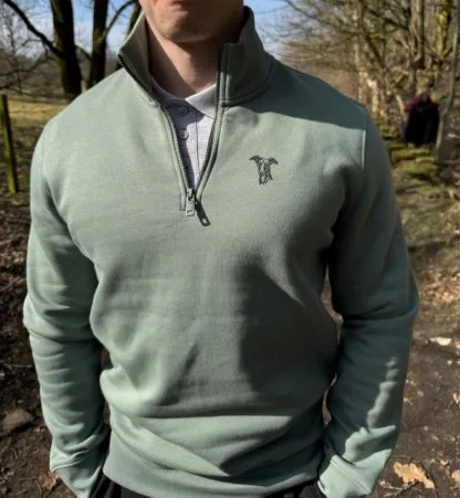Whippet Italian Greyhound Clothing Gifts Embroidered Unisex Eco-Friendly 1/4 Zip High Neck Heavyweight Sweatshirt From The House Of Dog.