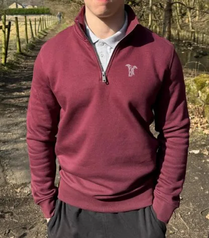 Whippet Italian Greyhound Clothing Gifts Embroidered Unisex Eco-Friendly 1/4 Zip High Neck Heavyweight Sweatshirt From The House Of Dog. - Image 3