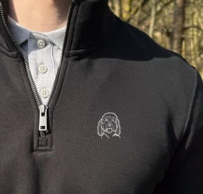 Cockapoo Clothing Gifts Embroidered Unisex Eco-Friendly 1/4 Zip High Neck Heavyweight Sweatshirt From The House Of Dog. - Image 5